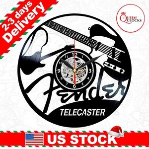 Fender Telecaster Guitar Clock Vinyl Decor Gifts
